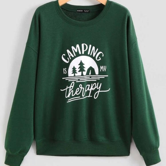 Drop shoulder slogan graphic pullover | NWOT - Picture 2 of 8